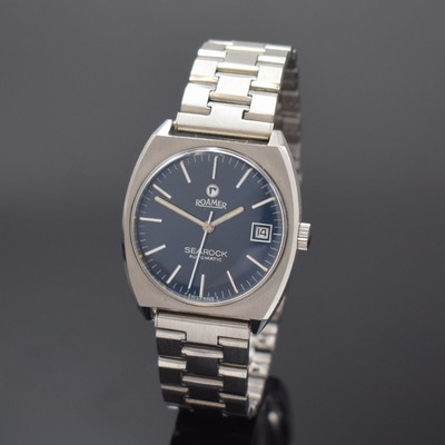 ROAMER Searock Automatic nahezu neuwertige Armbanduhr in Stahl/Stahlband, Schweiz um 1970, Automatik, verschr. Geh., unsign. Stahlband, petrol-farb. ...