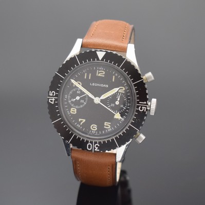 LEONIDAS Chronometro Tipo CP-2 Flyback Fliegerchronograph des italienischen Militärs, Schweiz um 1965, Handaufzug, 4-fach verschr. Stahlgeh. m. ...