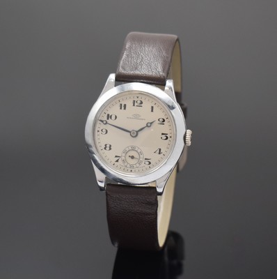 IWC seltene und frühe Armbanduhr Kaliber 76 in Silber, Schweiz um 1928, Handaufzug, Scharniergeh. in Sterlingsilber, verchromt, Lünette aufgedr., ...