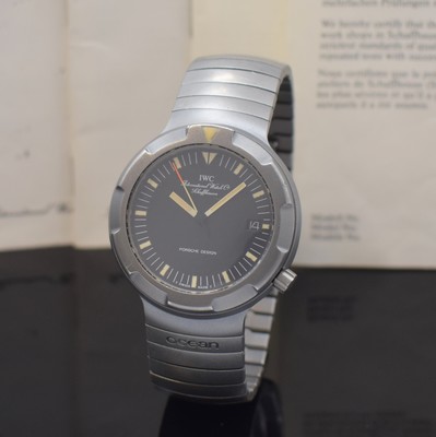 IWC Ocean 2000 Ref. 3500/3504 Taucheruhr in Titan mit Box und Papier, Schweiz lt. orig. Papier verk. 1986, Automatik, mattiertes Geh. m. integr. ...