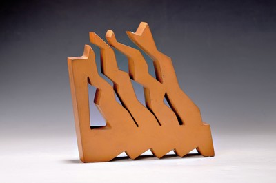 Hans-Otto Lohrengel, geb. 1953, Zackenskulptur, Eisen, signiert und dat. 07, H. ca. 21x21x4cm, Studum der Bildhauerei und Bauplastik an der FH für ...