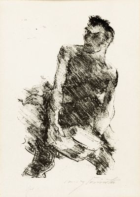 Lovis Corinth, 1858-1925, Kain, Lithographie von 1916, handsigniert, ca. 29x17cm, PP, u. Gl., R. ca. 60x51cm