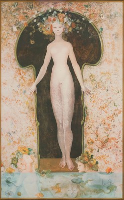 Leonor Fini, 1907-1996, La Serrure, Farblithographie, handsigniert und num. XVIII/XXV, ca. 74x45cm, PP, u.Gl., R. ca. 106x77cm