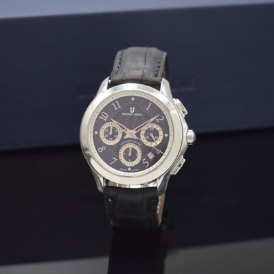 UNIVERSAL GENEVE Okeanos Armbandchronograph Referenz 871.102 in Stahl, Schweiz um 2005, Automatik, beids. vergl. Geh. inkl. Lederband m. dopp. ...