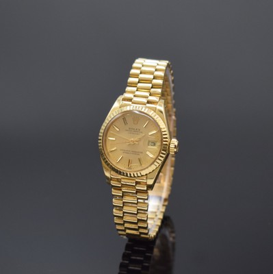ROLEX Oyster Perpetual Datejust Damenarmbanduhr in GG 750/000 Referenz 6917,Schweiz um 1980, Automatik, Chronometer der Superlative inkl. ...