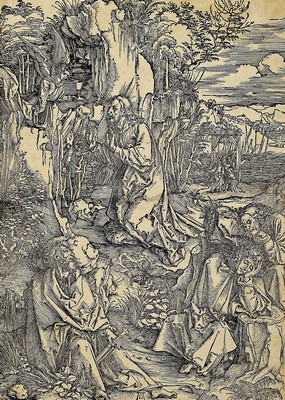 Nach Albrecht Dürer (1471-1528), Abzug der 18./19.Jh., Holzschnitt, "Christus am Ölberg" Blatt 3 aus der großen Passion (1496/97), ...