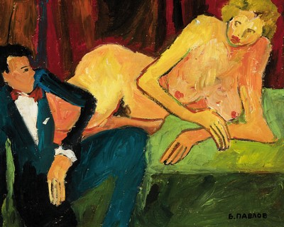 Boris Pavlov, 1928-2005, Titel: "Pariser Nachtleben 1972", Öl/Karton, rechts unten sign., verso Echtheitszertifikat, mit Nachlassnummer ...
