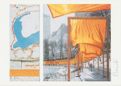 Christo, 1935-2020, Offset, aus dem Projekt "The Gates", (12.2-27.2.2005), handsign., R. ca. 53,5x43 cm