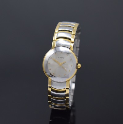 RADO Diastar Damenarmbanduhr Referenz 318.0550.3, Schweiz um 1995, quarz, Gliederband m. dopp. Faltschl., Boden aufgedr., silb. Zifferbl. m. gold. ...