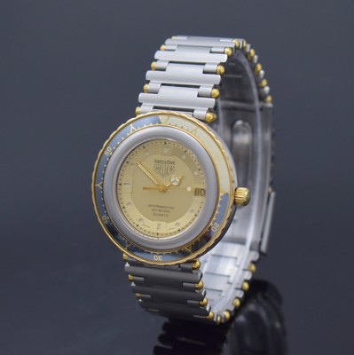 HEUER professional Executive Armbanduhr Referenz 915.413, Schweiz um 1985, quarz, Edelstahlgeh. inkl. orig. Gliederband m. Faltschl., Boden u. Krone ...
