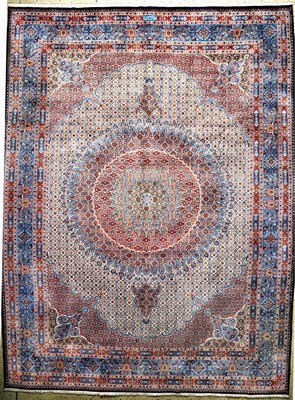 Mud fein, Persien, Ende 20.Jhd, Korkwolle mit Seide, ca. 402 x 300 cm, EHZ: 2-3