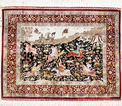 Hereke Seide Sehr fein(20 X 20), Türkei, signert, Mitte 20.Jhd, reine Naturseide, ca. 62 x 49 cm, ca. 4,0 Mio. Kn/qm, EHZ: 2