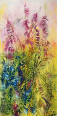 Marion Schmidt, geb. 1963 Eschwege, Fingerhut, Acryl und Öl/Lwd, links unten signiert, ca. 100x50cm