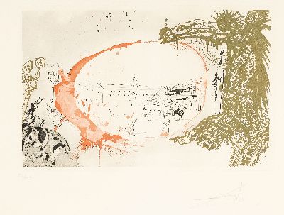 Salvador Dalí, 1904-1989, Vision de Paradis, Farbradierung mit Aquatinta aus der Serie Calderon von 1971, handsign., ca. 32x51.5cm, num. 55/250, ...