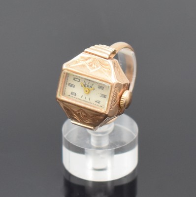 Ringuhr in RG 583/000, Russland um 1950, Handaufzug, 2-teil. Geh., silb. Zifferbl. altersbed. pat./fl., Anz. v. Std. und Min., Rundankerw., D. ca. 18 ...