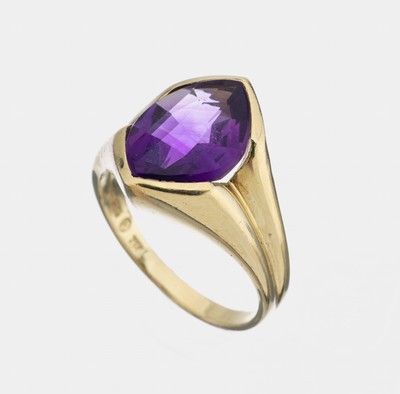 14 kt Gold Amethyst-Ring, GG 585/000, Amethyst im Fantasieschliff, RW 58, ca. 6.7 g