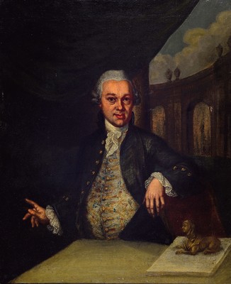 Unbekannter Künstler des 18. Jh., Porträt des Christian Ludwig Hagedorn (1712 Hamburg-1780 Dresden), deutscher Kunsttheoretiker und -sammler, ...