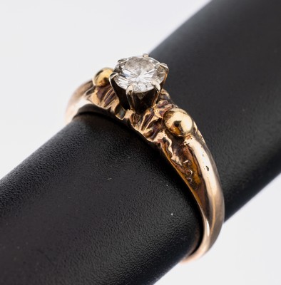 14 kt Gold Brillant Ring, RoseG 585/000 (gepr.), Brillant ca. 0.30 ct Weiß/p1, RW 51.5, ca. 3.3 g
