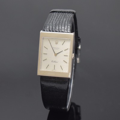 ROLEX Armbanduhr Serie Cellini in WG 750/000 Referenz 4027, Handaufzug, Schweiz um 1990, Boden m. Schmuckmonogramm N G S aufgedr., verd. Bandanst., ...