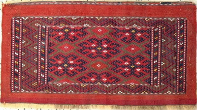 Ersari Sumakh Tasche, Turkmenistan, Anfang 20.Jhd, Wolle auf Wolle, ca. 85 x 45 cm, EHZ: 2-3