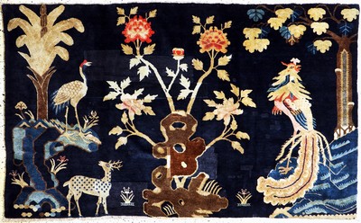 Pao Tow antik, China, um 1900, Wolle auf Baumwolle, ca. 200 x 123 cm, EHZ: 3, (großflächig restauriert)