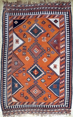 Ghaschgai Kelim antik, Persien, um 1900, Wolle auf Wolle, ca. 285 x 186 cm, EHZ: 2