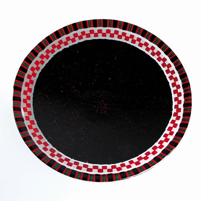 Glasmosaik-Schale, Roger Buddle, Australien, farbloses Glas, verschieden farbige Glasstäbe verschmolzen, am Boden signiert, D. 40 cm
