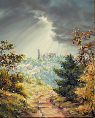 Carl Korbmann, 1894-1958 Bad Dürkheim, Blick auf die Limburg, Öl/Lwd, ca. 50x40cm, R. ca. 58x48cm, Korbmann studierte an der Landeskunstschule ...