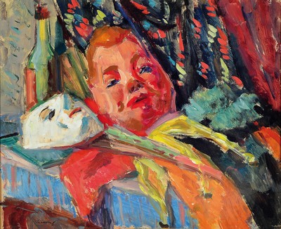 Philippe Steinmetz, 1900-1987 Landau, Kind mit Puppe, Öl/Hartfaser, links unten sign., ca. 54x66cm, R. ca. 62x74cm