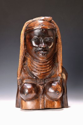 Große Frauenbüste, Kunsthandwerk aus Afrika, 20. Jh., Holz beschnitzt, ca. 40 x 25 cm