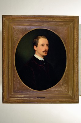 Ludwig des Coudres, 1820 Kassel-1878 Karlsruhe, Porträt des Emil Bassermann- Jordan, Öl/Lwd, klassische lasierende Malerei mit ...