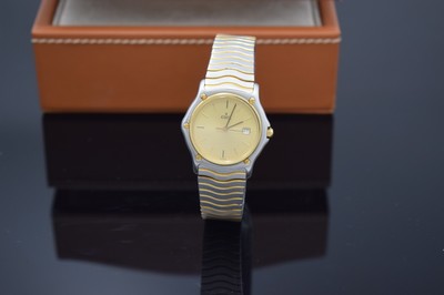 EBEL Sport Classic Armbanduhr in Stahl/Gold, Schweiz um 1990, quartz, Monocoque-Geh., 5- fach über Lünette verschr., gold. Zifferbl., gold. Indizes ...