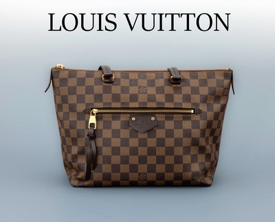 Louis Vuitton Iéna PM Tote, Tasche Damier Ebene, braunes Canvas, 2 Tragegriffe, Front mit RV-Fach, Canvas in guter Erhaltung, Innenfutter fleckig, ...