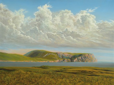 Thomas Berger, geb. 1951 Hameln, Küstenlandschaft, betitelt "Hoy, von WinarbethBeach" wohl Australien, Öl/Lwd, signiert, 63x83 cm