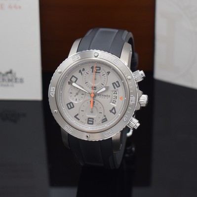 HERMES Clipper Armbandchronograph Referenz CP2.941, Automatik, beids. vergl., Titan/Edelstahl komb. inkl. orig. Kautschukband m. orig. ...
