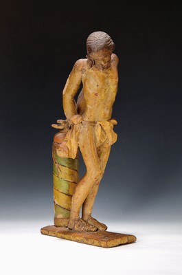 Christus an der Geisselsäule, süddeutsch, um 1760-80, Lindenholz geschnitzt und polychrom gefaßt, Schultern und Füße besch., H. ca.37cm