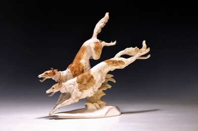 Porzellanfigur, Hutschenreuther, 20/30er Jahre, Entwurf Tutter, signiert, bemalt, ca. 29 x 33 cm