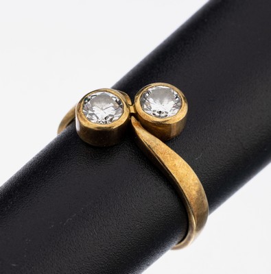 14 kt Gold Diamant-Ring, GG 585/000, 2 Diamanten zus. ca. 0.75 ct Weiß/si, RW 54, ca. 3.3 g