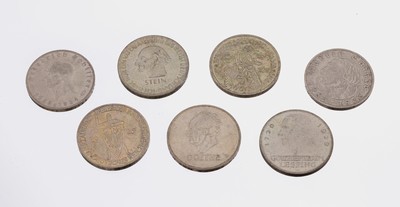 6 x 3 Mark Weimarer Republik, Vogelweide 1930, Stein 1931, Schiller 1934, Lessing 1929,Rheinland 1925, Goethe 1932 dazu 1 X 5 Mark Luther 1933