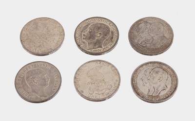 6 x 3 Mark Deutsches Reich, Schwarzenberg Sonderhausen 1909, Hessen 1910, Mecklenburg Großherzöge 1915, Breslau 1911, Der König rief1913, Sachsen ...