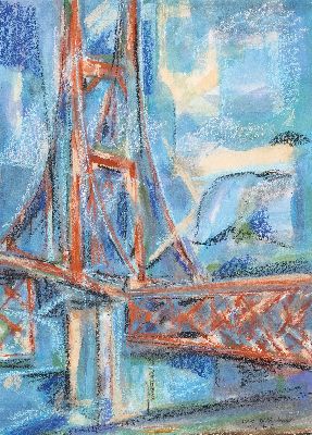 Otto Ditscher, 1903-1987 Neuhofen, Blick auf eine Brücke, Gouache und Pastell auf Papier, rechts unten sign. und dat. 1975, ca. 76x55cm