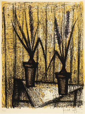 Bernard Buffet, 1928-2000, Les Jacinthes, die Hyazinthen, Farblithographie von 1960, handsigniert und num. 140/175, leicht gebräunt, ca. 67x51cm, ...