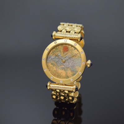 Art Edition seltene, auf 99 Stück limitierte und sehr aufwendige Armbanduhr in GG 750/000 Modell Handarbeit, Schweiz / Deutschland um um 1990, ...