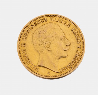 Goldmünze 20 Mark 1890, Wilhelm II., Deutscher Kaiser, König von Preussen