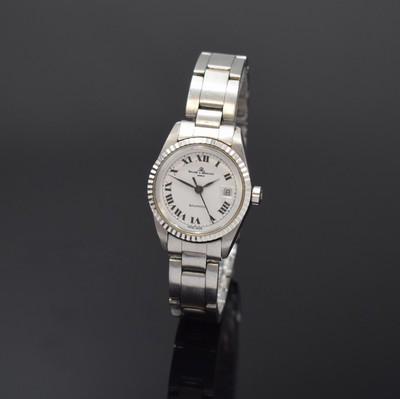 BAUME & MERCIER Baumatic Damenarmbanduhr in Stahl Referenz 1215 2, Schweiz um 1985, Automatik, orig. Gliederband m. Faltschl., Boden verschr., ...