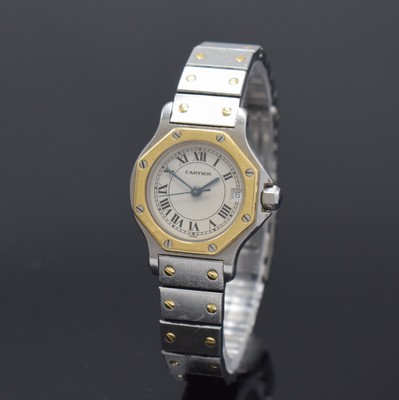 CARTIER Damenarmbanduhr Santos Ronde Referenz 187903, Schweiz um 1990, Edelstahl/Gold kombiniert inkl. Gliederband m. Faltschl., quarz, Boden 4-fach ...