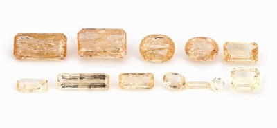 Lot 12 lose Imperial Topase, zus. ca. 21.90 ct, versch. Schliffformen, Größen und Farbnuancen