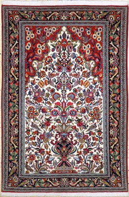 Ghom Kork, Persien, Ende 20.Jhd, Korkwolle auf Baumwolle, ca. 200 x 134 cm, EHZ:(nahezu Neuwertig).