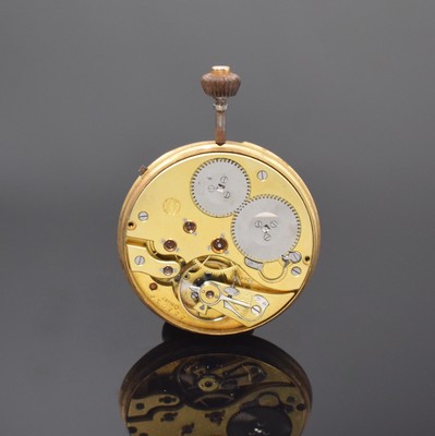 IWC Taschenuhrwerk Kaliber 53, Schweiz um 1912, Emailzifferbl. m. arab. Zahlen, gold. Zeiger, kl. Sek., verg. Ankerwerk, Komp.-Unr. m. gebl. ...