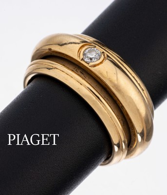 18 kt Gold PIAGET Brillant-Ring, GG 750/000, Modell Possession, mittlere Ringschiene drehbar, 1 Brillant ca. 0.10 ct feines Weiß/vs, RW 59, ca. ...